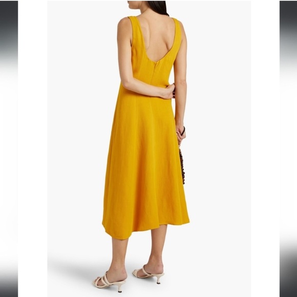 Vince Panelled Scoop Neck Dress in Papaya Yellow Gold, Size Large - Picture 2 of 8